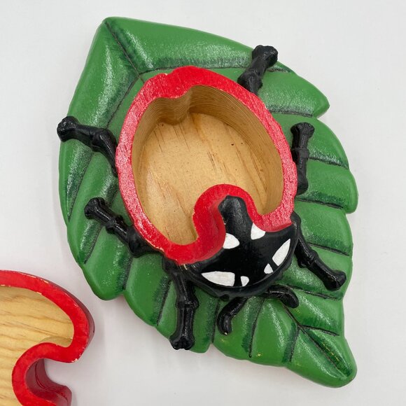 Handmade Ladybug Box Painted Ladybeetle Leaf Wooden Keepsake Trinket Home Decor - Picture 3 of 7